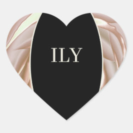 ILY-klistermärke kräm och svart Hjärtformat Klistermärke