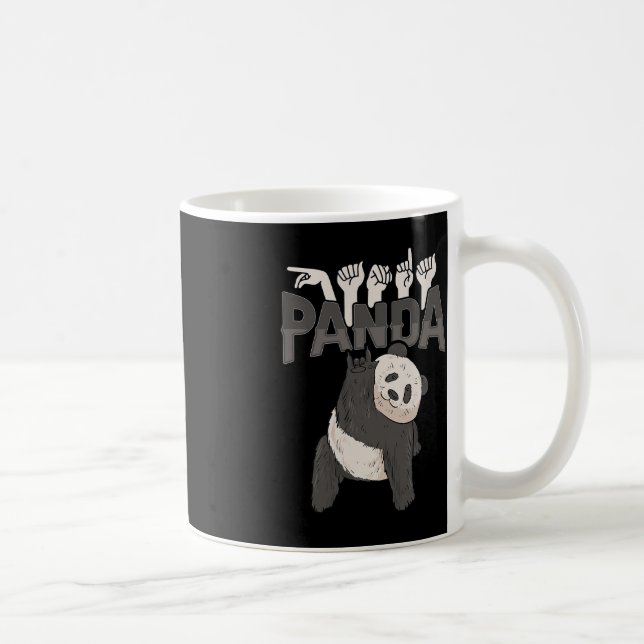 ILY Panda ASL Hand Gesture Döv Hörselförlust Medve Kaffemugg (Höger)