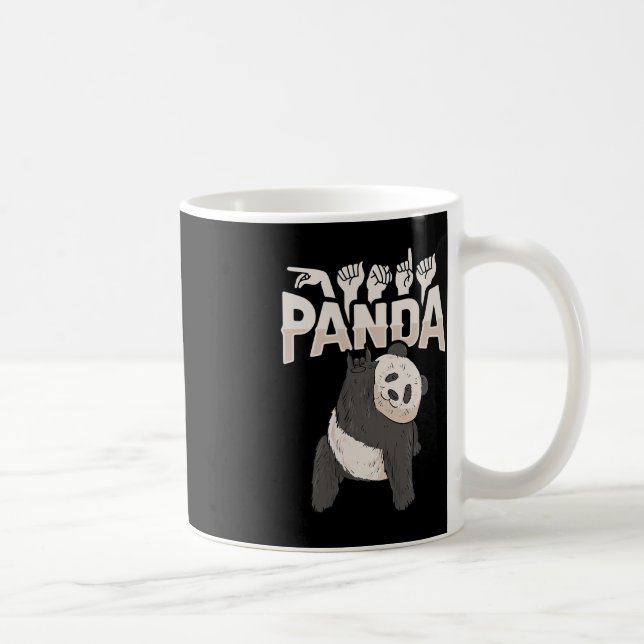 ILY Panda ASL Hand Gesture Döv Hörselförlust Medve Kaffemugg (Höger)