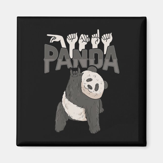 ILY Panda ASL Hand Gesture Döv Hörselförlust Medve Magnet (Framsidan)
