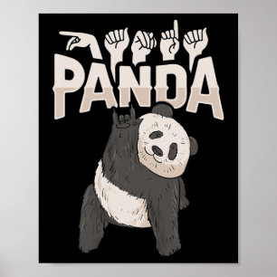 ILY Panda ASL Hand Gesture Döv Hörselförlust Medve Poster