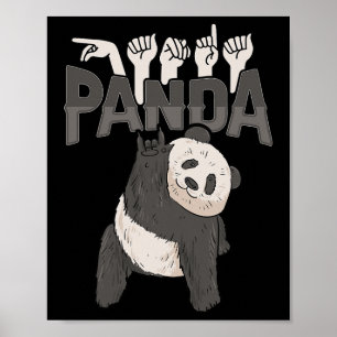ILY Panda ASL Hand Gesture Döv Hörselförlust Medve Poster