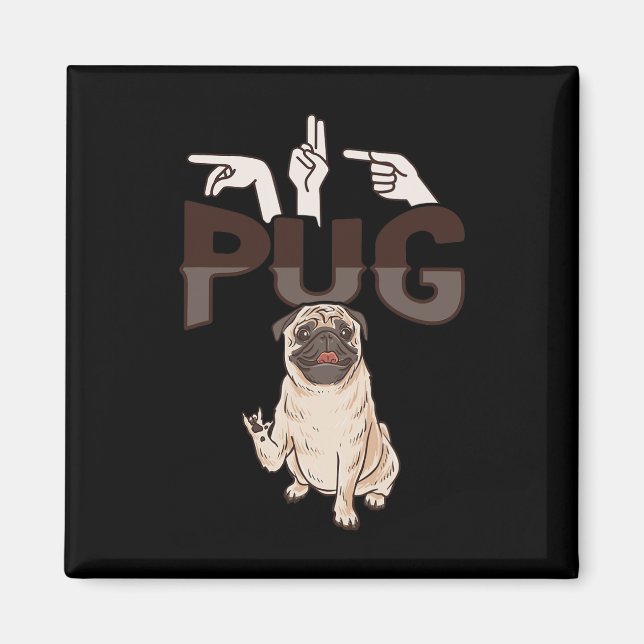 Ily Pug Asl Hand Gesture Deaf Hearing Loss Awarene Magnet (Framsidan)