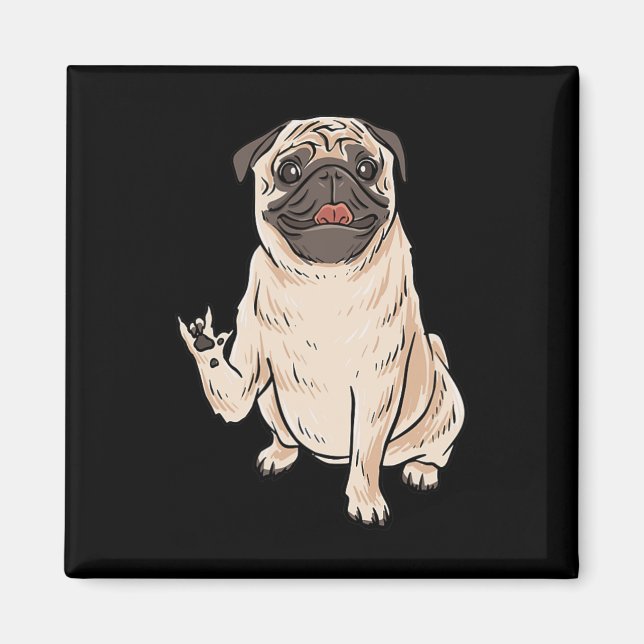 ILY PUG HUND ASL Hand Gesture Döv Hearing Loss Awa Magnet (Framsidan)