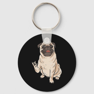 ILY PUG HUND ASL Hand Gesture Döv Hearing Loss Awa Nyckelring