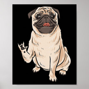 ILY PUG HUND ASL Hand Gesture Döv Hearing Loss Awa Poster