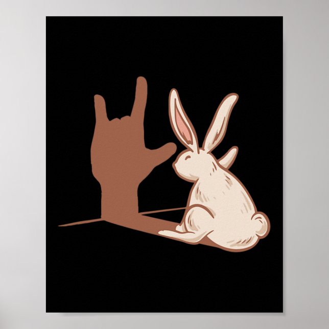 Ily Rabbit Asl Hand Gesture Deaf Hearing Loss Awar Poster (Framsidan)
