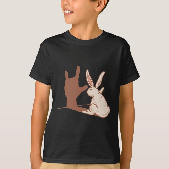 ILY Rabbit ASL Hand Gesture Döv Hörselförlust Awar T Shirt (Framsida)