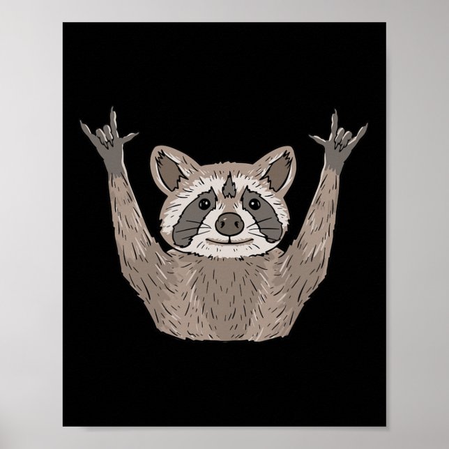 ILY Raccoon ASL Hand Gesture Döv Hearing Loss Awa Poster (Framsidan)