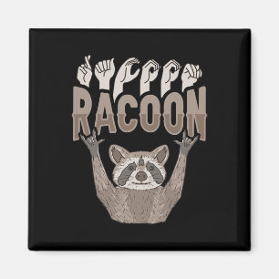 ILY Racoon ASL Hand Gesture Döv Hearing Loss Awar Magnet