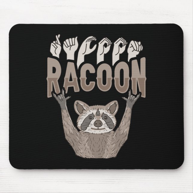 ILY Racoon ASL Hand Gesture Döv Hearing Loss Awar Musmatta (Framsidan)