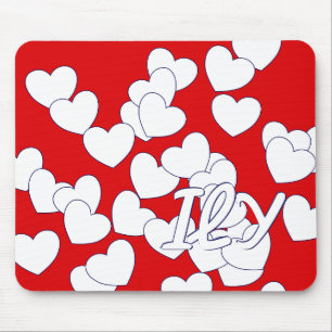"ILY" Red and White Hearts att säga "I Kärlek yo Musmatta