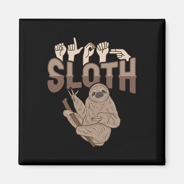 Ily Sloth Asl Hand Gesture Deaf Hearing Loss Aware Magnet (Framsidan)