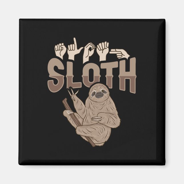 ILY Sloth ASL Hand Gesture Döv Hörselförlust Medve Magnet (Framsidan)