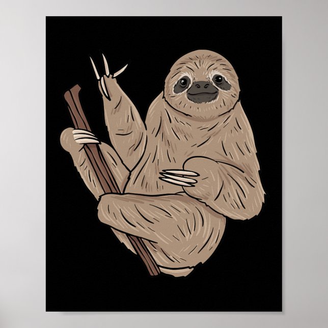 ILY Sloth ASL Hand Gesture Döv Hörselförlust Medve Poster (Framsidan)