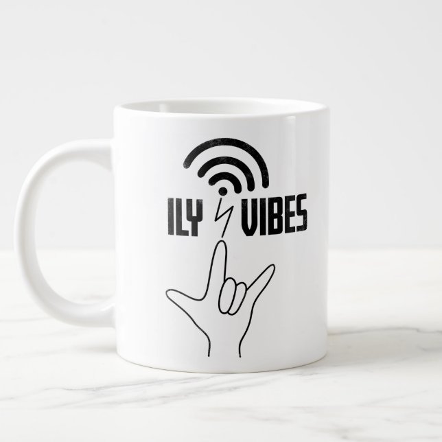 ILY Vibes - ASL Design  Jumbo Mugg (Vänster)
