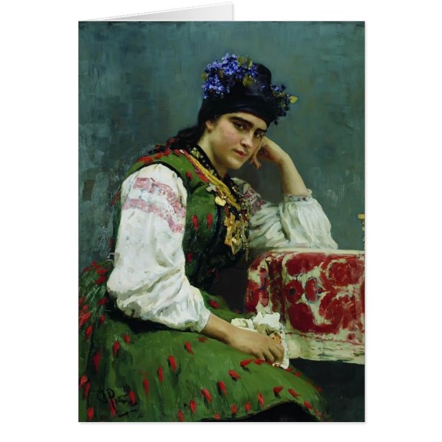 Ilya Repin- porträtt av Sophia Dragomirova Hälsningskort (Framsidan)