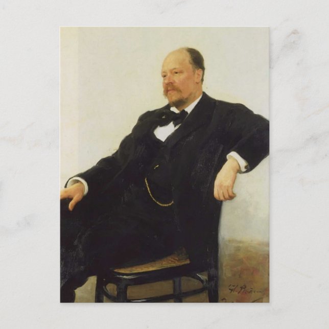 Ilya Repin-Porträtt i kompositören Anatoly Lyadov Vykort (Framsida)
