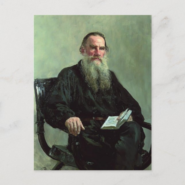 Ilya Repin-Porträtt i Leo Tolstoy Vykort (Framsida)