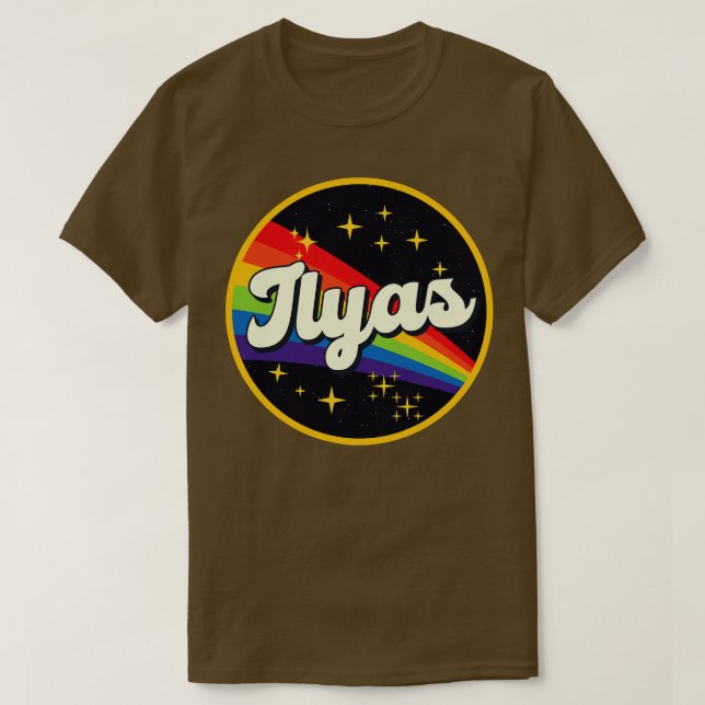 Ilyas Rainbow in Space Vintage Stil T Shirt (Design framsida)