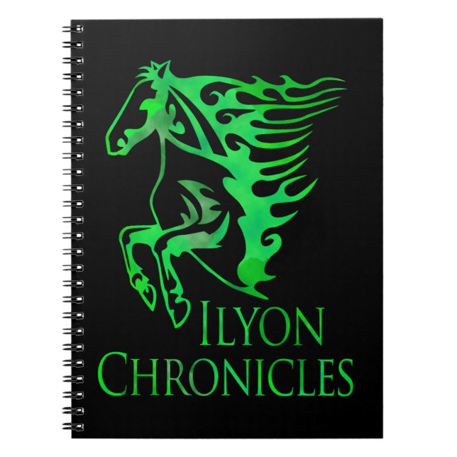 Ilyon Chronicles Grönt Horse Notebook (80 sidor) Anteckningsbok Med Spiral (Framsidan)