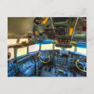 Ilyushin IL-18 cockpit Vykort