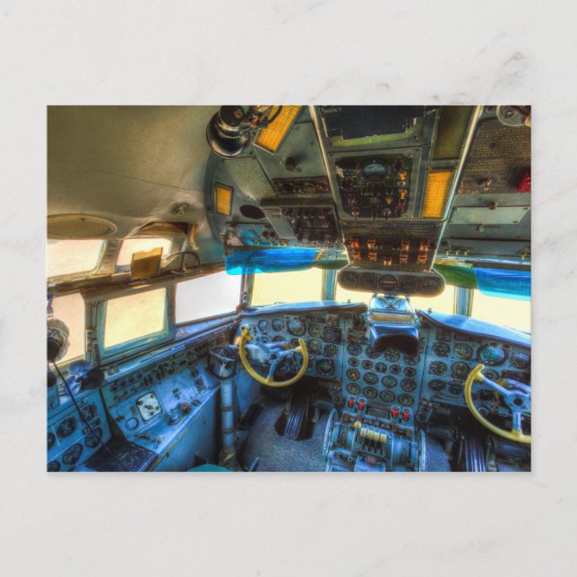 Ilyushin IL-18 cockpit Vykort (Framsida)