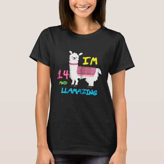 Im 14 och Llamazing Llamas Birthday Idea T Shirt (Framsida)