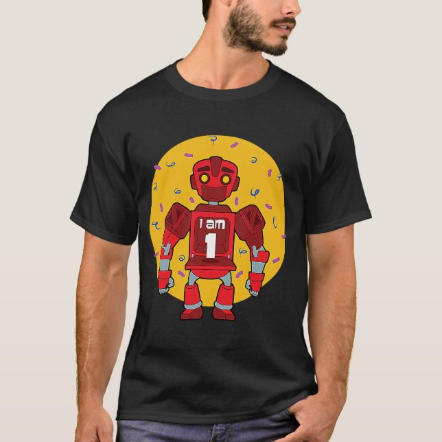 Im 1 Birthday Thmet Robot T Shirt (Framsida)