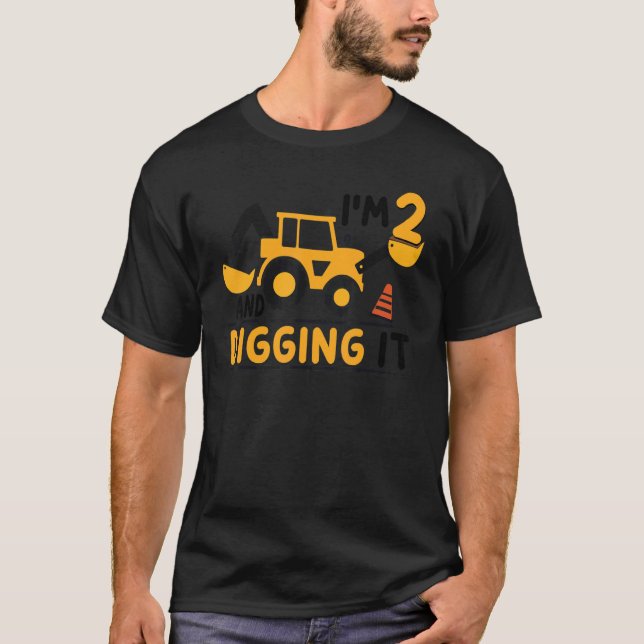 I'm 2 And Digging It Construction Excavator 2nd Bi T Shirt (Framsida)