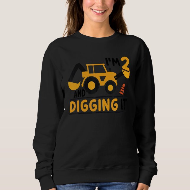 I'm 2 And Digging It Construction Excavator 2nd Bi T Shirt (Framsida)