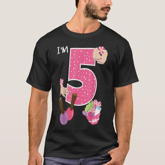 Im 5 Spa Party Birthday Girl Nagel polska Makeup B T Shirt (Framsida)