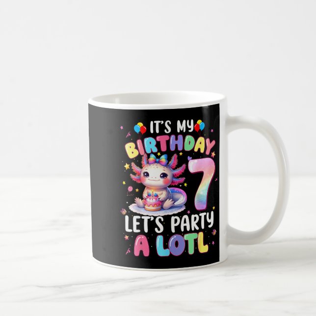 I'm 7th Birthday Girl Cute Axolotl 7 Year Old Bday Kaffemugg (Höger)