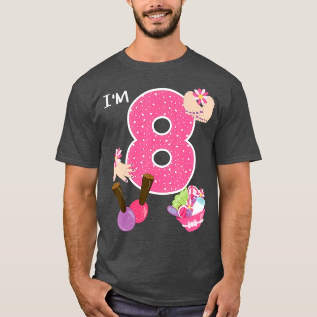 Im 8 Spa Party Birthday Girl Nagel polska makeup T Shirt (Framsida)