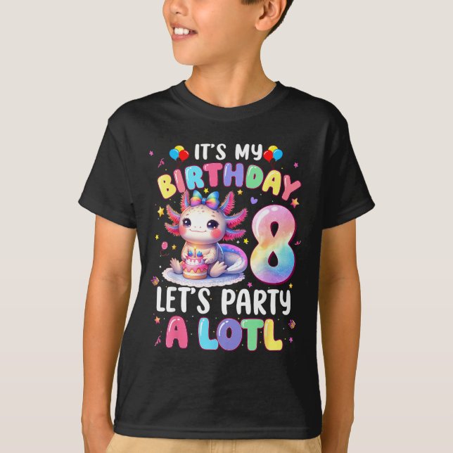 I'm 8th Birthday Girl Cute Axolotl 8 Year Old Bday T Shirt (Framsida)