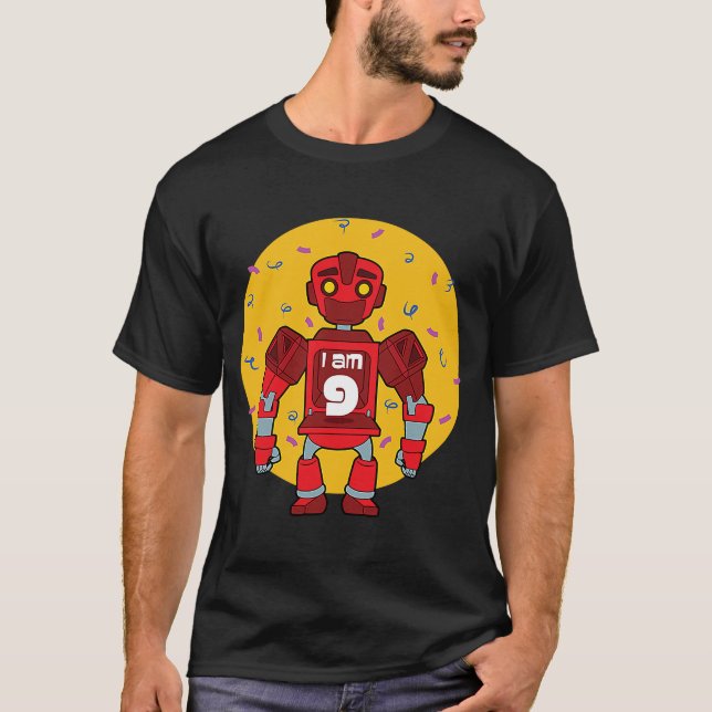 Im 9 Birthday Thmet Robot T Shirt (Framsida)