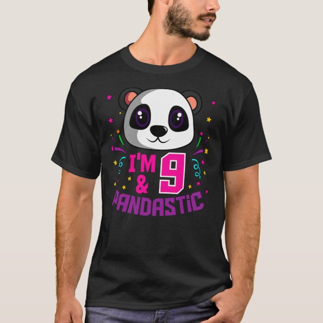 I'm 9 & Pandastic Birthday Party Panda Bday Celebr T Shirt (Framsida)