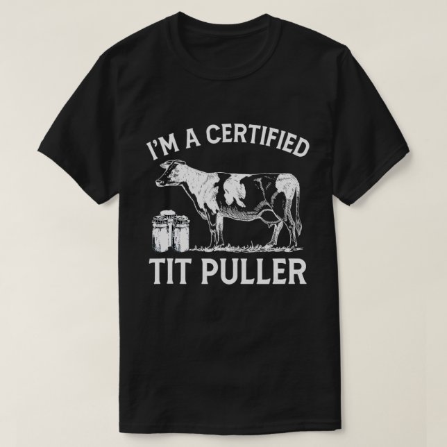Im A Auktoriserad Puller Farmer Cow Älskare Retro  T Shirt (Design framsida)