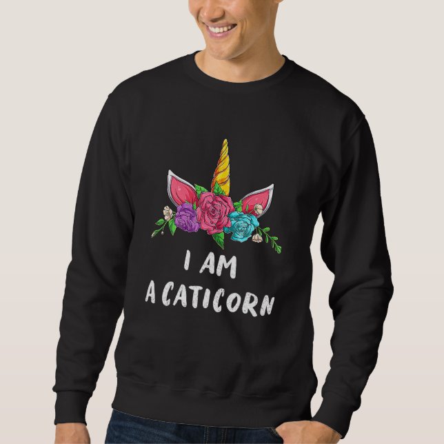 Im A Caticorn Rainbow Cat Unicorn Lång Ärmad Tröja (Framsida)