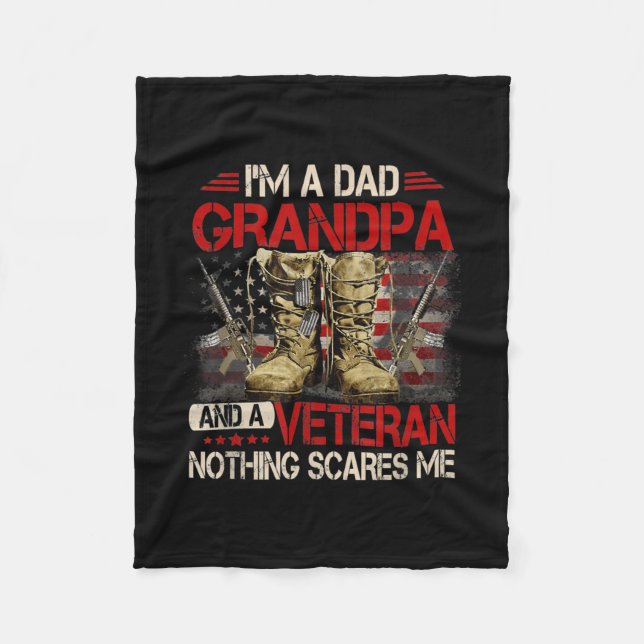 I'm A Dad Grandpa And A Veteran American Flag Fleecefilt (Framsidan)