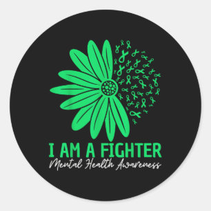 Im A Fighter Mental Health Awareness Flower Ribbon Runt Klistermärke