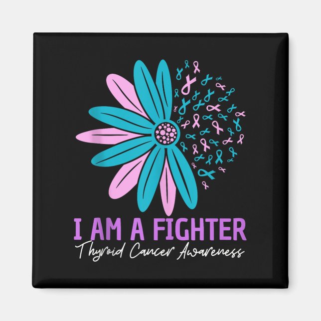 Im A Fighter Thyroid Cancer Awareness Flower Ribbo Magnet (Framsidan)