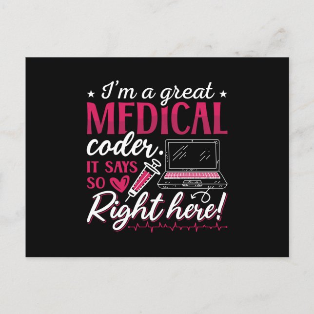 I'm A Great Medical Coder ICD Coding Programmer Vykort (Framsida)