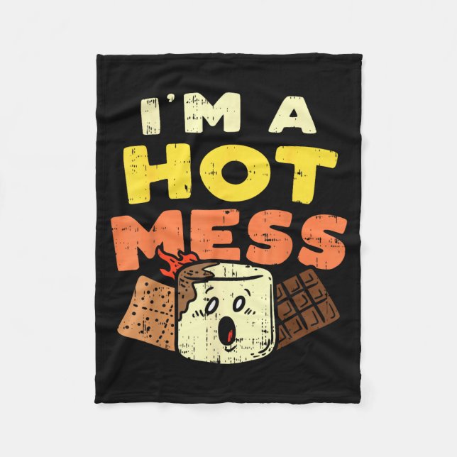 Im A Hot Mess Marshmallow Smores Summer Campfire C Fleecefilt (Framsidan)