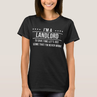 I'm A Landlord Assume I'm Never Wrong T Shirt