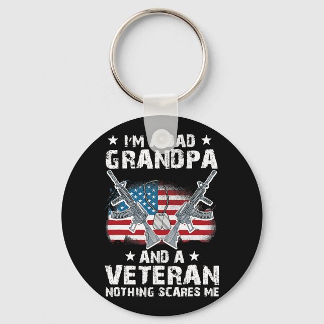 Im A Pappa Grandpa och Veteran USA flagga Veteran  Nyckelring (Framsida)