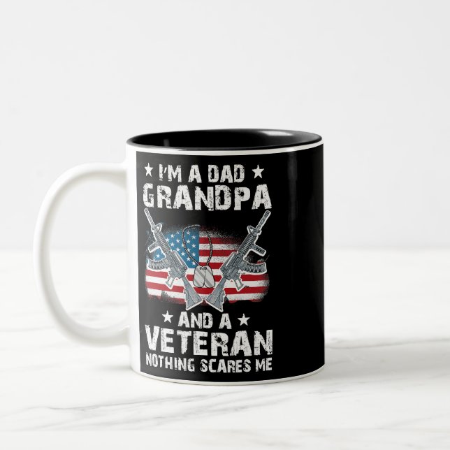 Im A Pappa Grandpa och Veteran USA flagga Veteran  Två-Tonad Mugg (Vänster)
