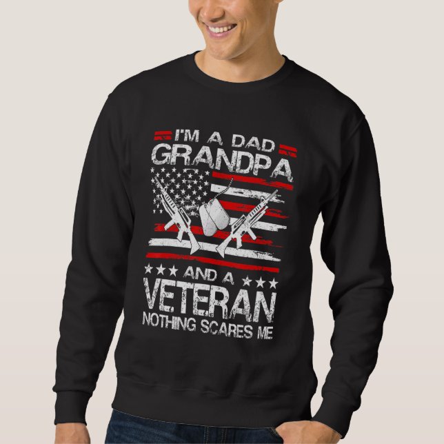 Im A Pappa Grandpa Veteran Fars dag Lång Ärmad Tröja (Framsida)