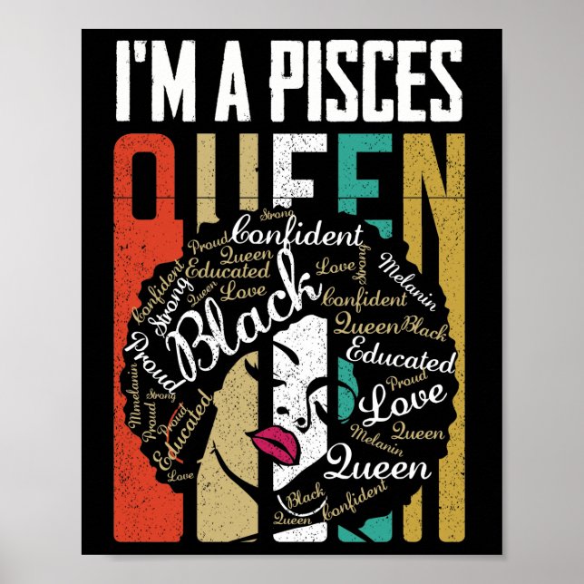 I'm A Pisces Queen Black Women February March Bday Poster (Framsidan)