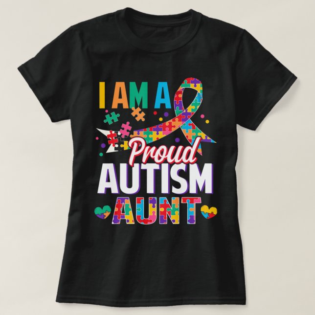 I'm a Proud Autism Aunt Autism Awareness Puzzle Pi T Shirt (Design framsida)